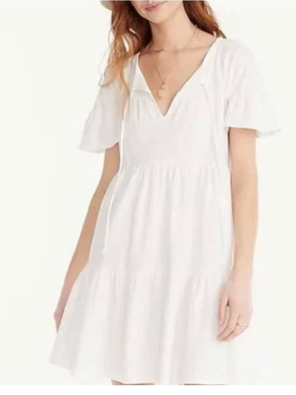J Crew jersey tiered mini dress in white